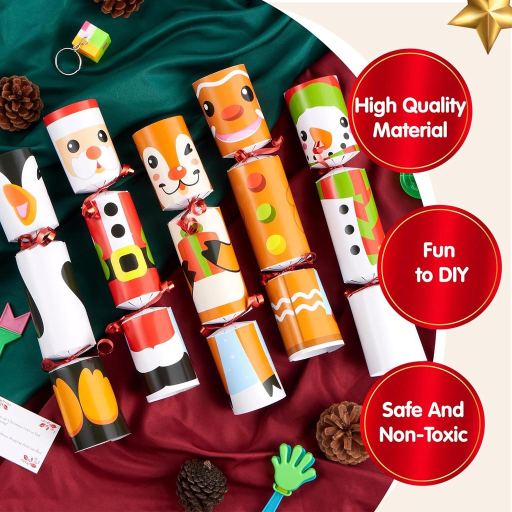 JOYFY 10 Pack Christmas Party Table Favor with Cute Christmas Characters Party Hat Joke & Little Gift Inside for Xmas Gift