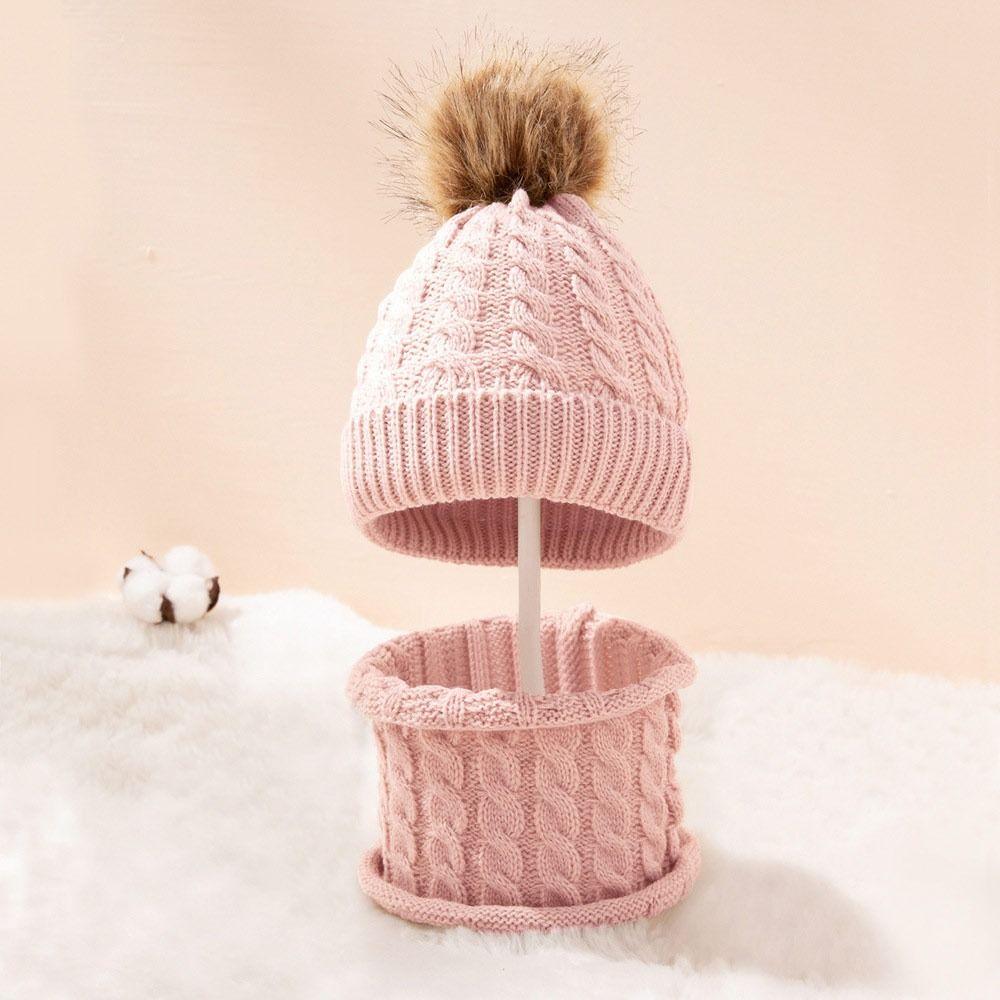2Pcs/Set Warm Kids Beanie Caps Ear Protection Beanie Hat Scarf Children Hat Scarf Set Toddler