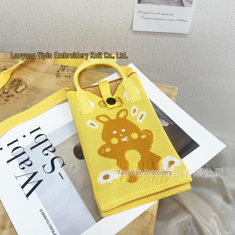 Cute Cartoon Dopamine Knit Crossbody Phone and Coin Bag
