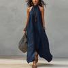 Damen Farb-Hals-Maxikleid für Freizeit
