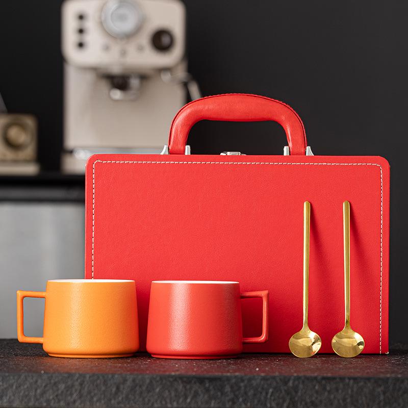 Ceramic Coffee Mug & Spoon Gift Set - Custom Logo/Engraving Options Available