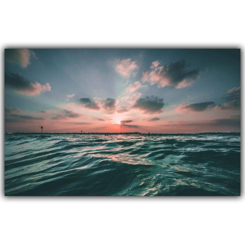 Summer Sun and Beach, Sea Palm and Mountain Landscape Wall Painting Εικόνες Διακόσμηση σπιτιού Εικόνες από μεταξωτό καμβά εκτύπωσης αφίσας