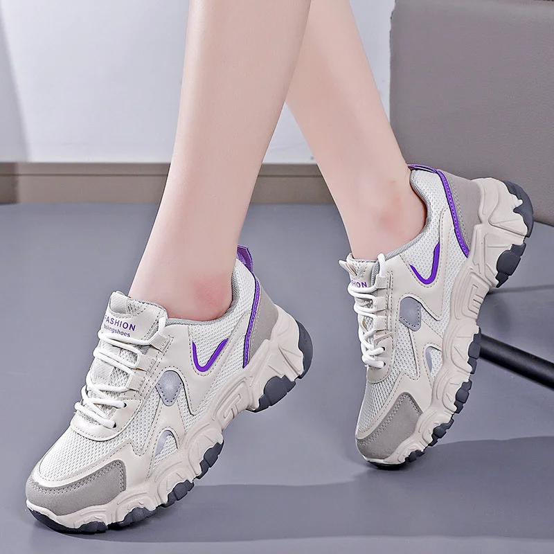 Fashion 2025 New Women's Fashion Casual Women's Sneakers Breathable Women's Vulcanized Mesh Sneakers Zapatillas De Mujer 35-40