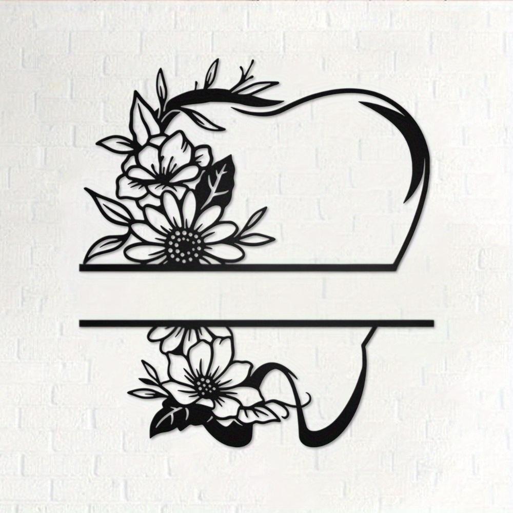 Personalized Metal Sign Floral Silhouette Matte Iron Art Home Decor Wall Hanging Holiday Gift