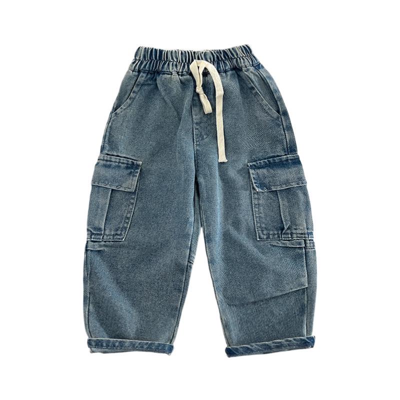 Spring 2025 Cool Multi-Pocket Jeans for Boys - Casual Children's Long Pants