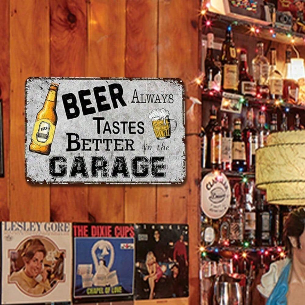 Vintage Beer Tin Sign 12x8 Inch Retro Iron Metal Wall Art for Pub Bar Garage Man Cave Home Decor