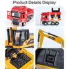 1:48 Flatbed Car Excavator Model Toy Alloy Body Movable Joint Music Light Sliding Engineering Vehicle Models Hobby Ornaments