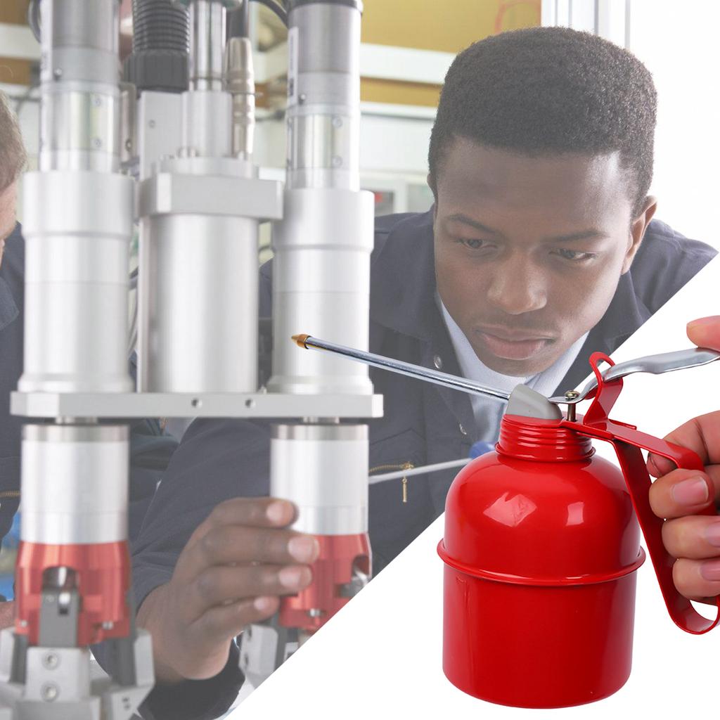 Metal Oil Can Pump with Flexible Spout for Auto Repair Lubrication Engine Oil Refill Hand Tool Industrial Maintenance