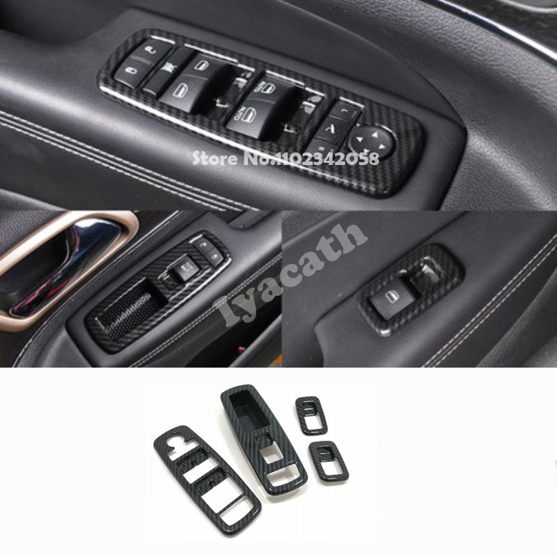 For Jeep Grand Cherokee WK2 2011-  Interior ABS carbonfiber Car Window Lift Button Glass control Switch Panel Cover stikcer