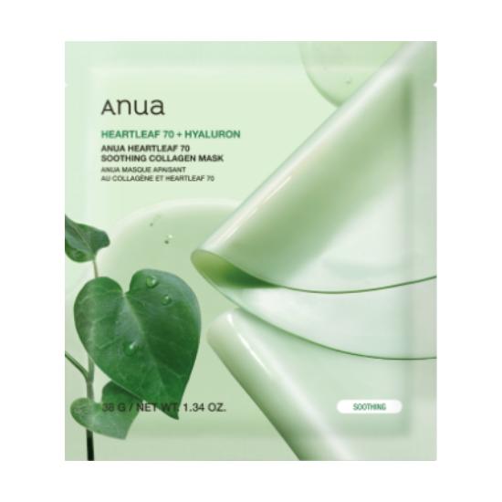 Anua Houttuynia 70 Soothing Collagen Mask Hydrating & Calming 38g × 4 Sheet Masks