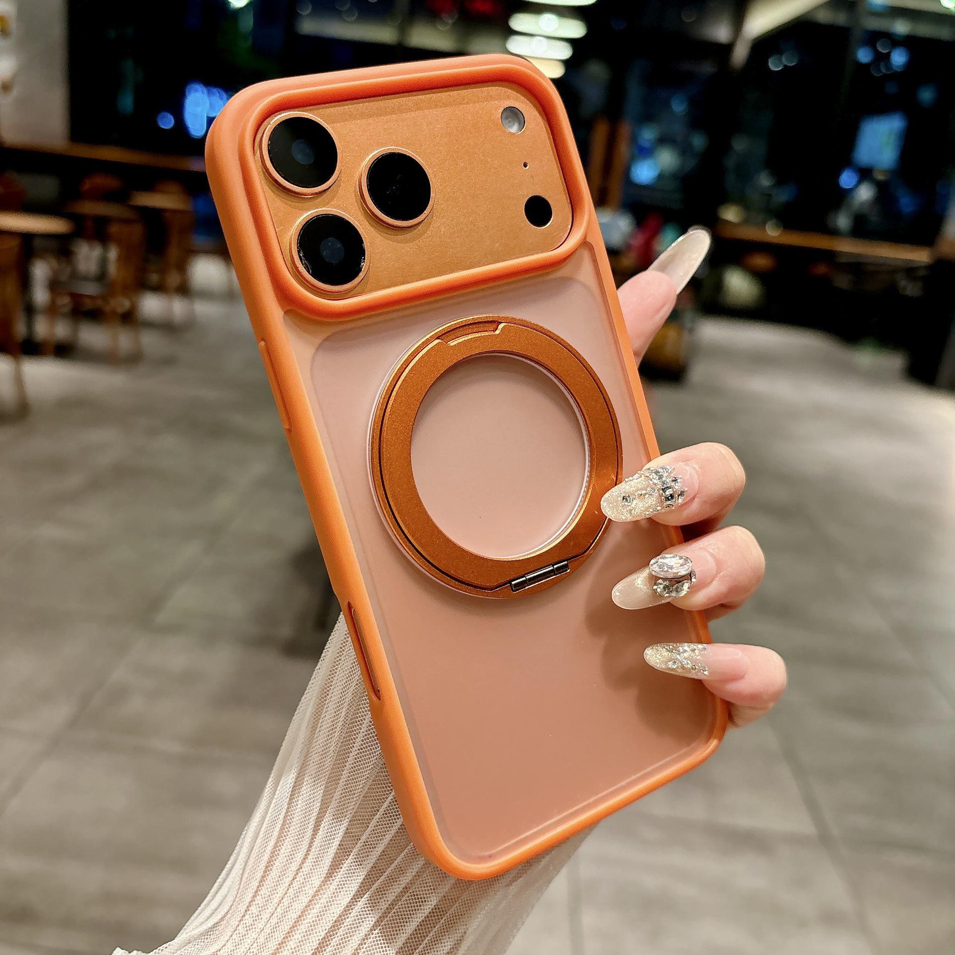 

Card Shield 360° Rotating Magnetic Holder, Compatible with iPhone 17 Pro Case, Matte Drop-proof Protective Cover. iPhone 17 помаранчевий