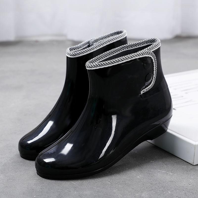 Zonnig en regenachtig Twee-kleding mode regenlaarzen dames korte regenlaarzen volwassenen antislip waterschoenen dames keuken rubberen schoenen plus fluweel