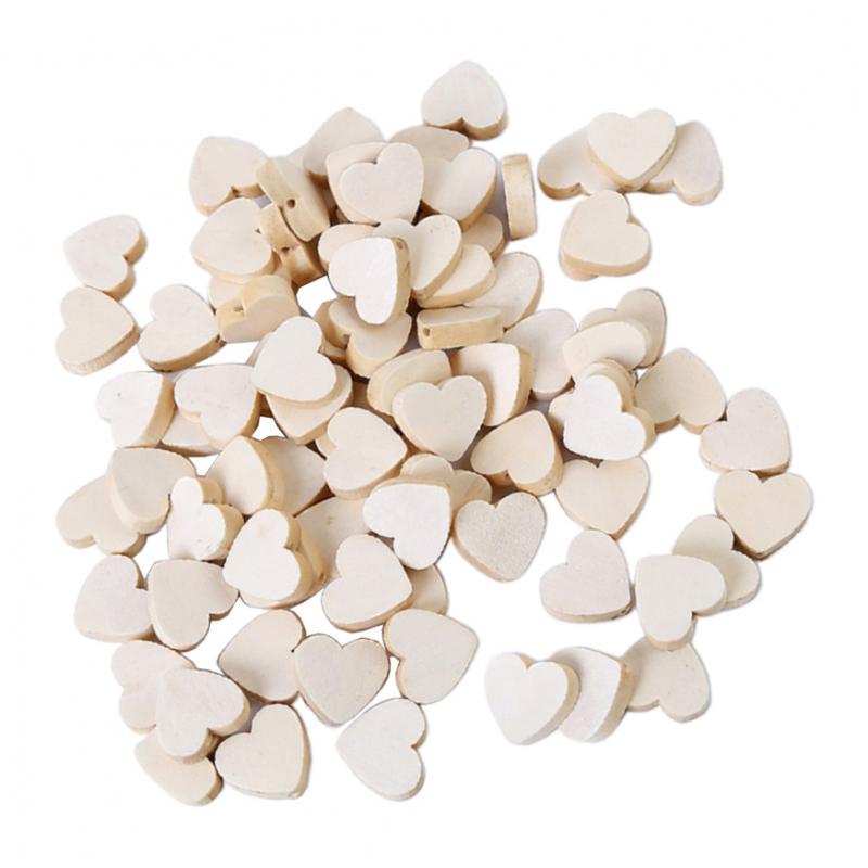 50Pcs Natural Wood Spacer Loose Beads Love Heart Shape DIY Jewelry Findings