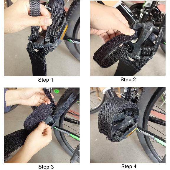 Medsuo 1 Pair Bike Pedal Strap Toe Clips Straps Tape Adjustable Anti-Slip Double Adhesive Bicycle Feet Straps - Black