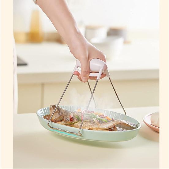 Plate Gripper, Anti-scalding Bowl Clamp, Stainless Steel Hot Bowl Dish Pan Clip, Kitchen Plate Retriever Tongs for Kitchen Home Restaurant Cooking