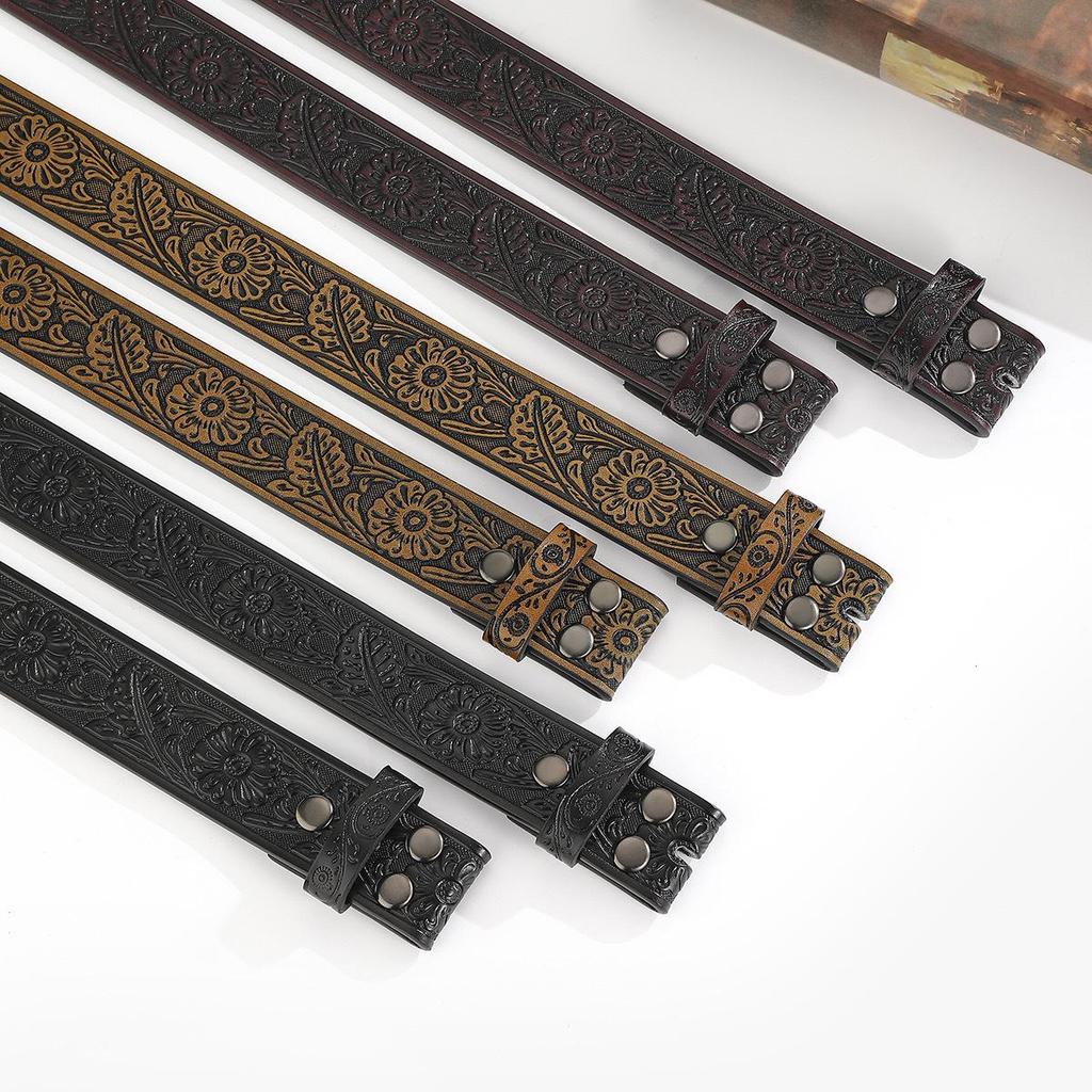 Women's Ethnic Dragon Pattern Carved Leather Belt - Retro, High-End, Versatile Fashion Accessory
