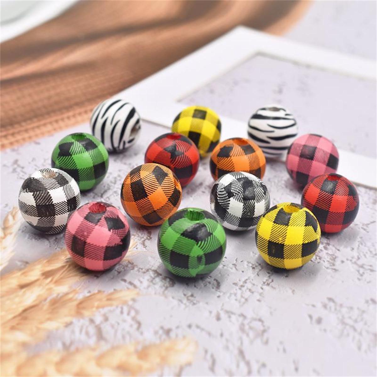 

TX16 10Pcs 16mm Retro Wood Exquisite Round Plaid Beads Jewelry DIY Handmade Bracelet Necklace Beads Trend Material Accessories 16mm(10pcs)