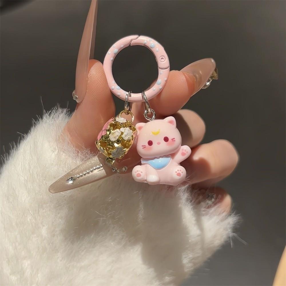 5cm Cat Keychain Resin Korean Keychain Fashion Sweet Keyring  Phone Chain