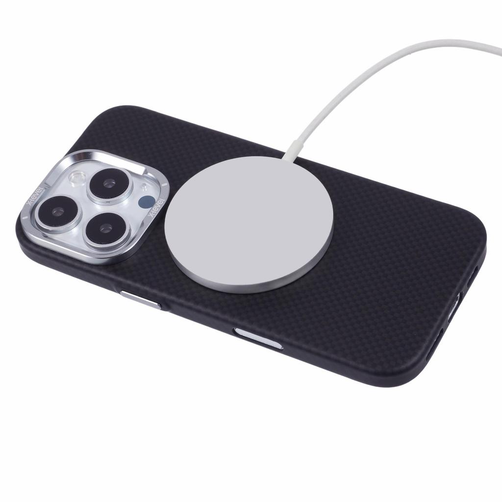 X-LEVEL For iPhone 16 Pro Case Compatible with MagSafe Carbon Nanofiber+Metal Lens Frame Phone Cover