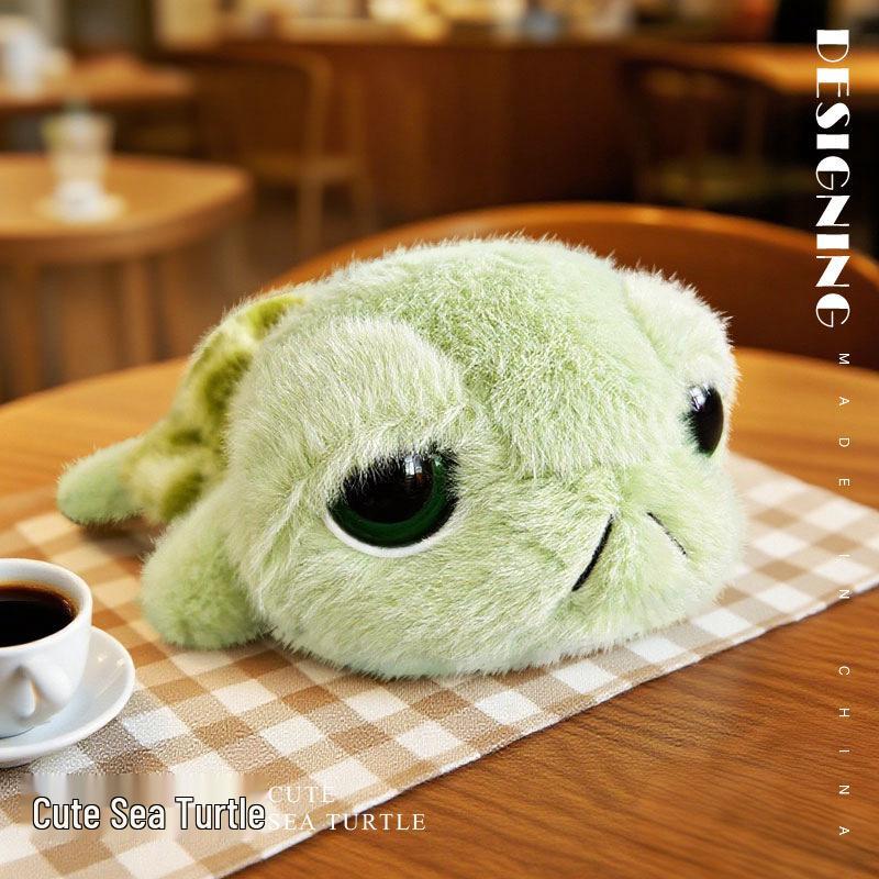 Adorable Big-Eyed Turtle Plush Toy - Children s Soothing Sea Turtle Doll 23cm (0.1kg)