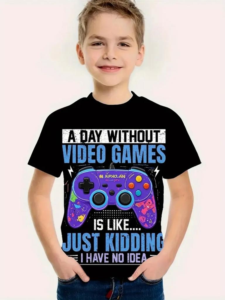T-Shirts for Boys Short Sleeve 3D Gamepad Print Kids Summer Clothes Casual Fashion O-Neck Boys Tshirt Tops Children's Clothing