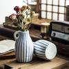 Hand-Painted Ceramic Vase with Double-Ear Striped Design