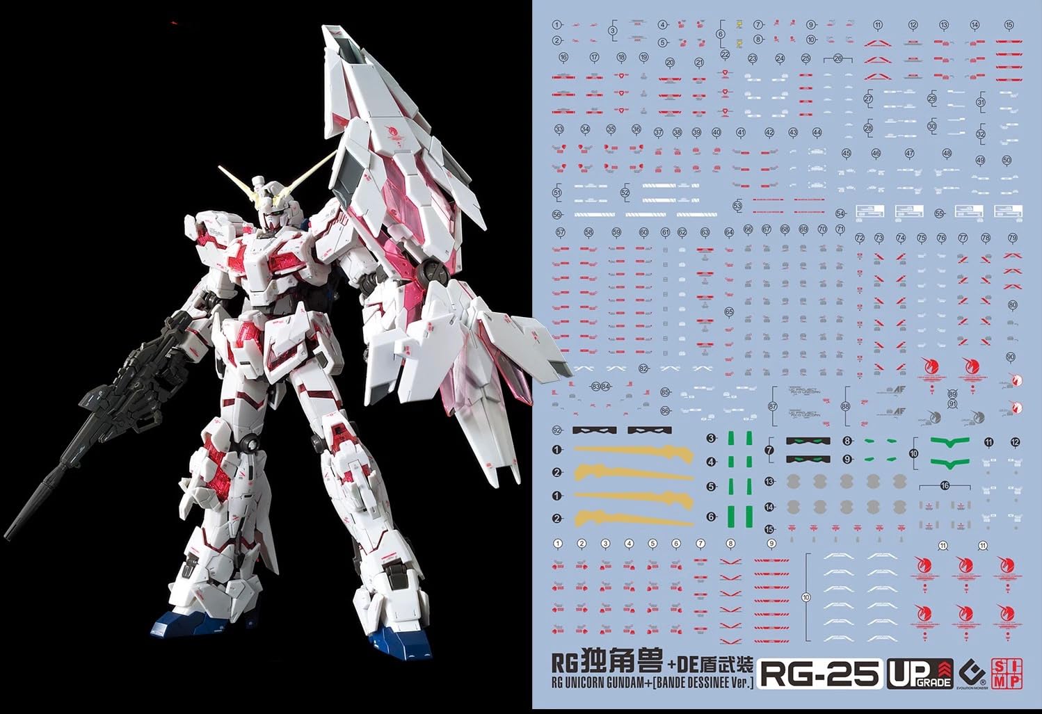 

Unicorn HG RG MG PG RE HiRM Robot Plastic Model Water Transfer Decals (RG 1/144 Gundam) [Used] серый