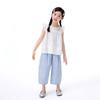 Girls' Pure Cotton Sleeveless Top & Plaid Pants Set