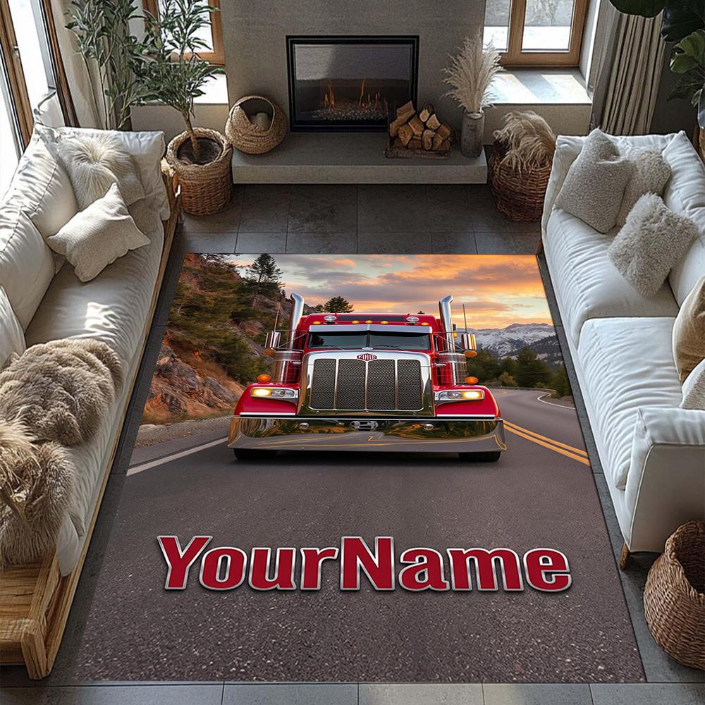 Peterbilt Heavy Trucks Customize Your Name Floor Rug Office Rug Perfect for Balcony Decorate room Hallway Study room Antislip Carpet Office home decor