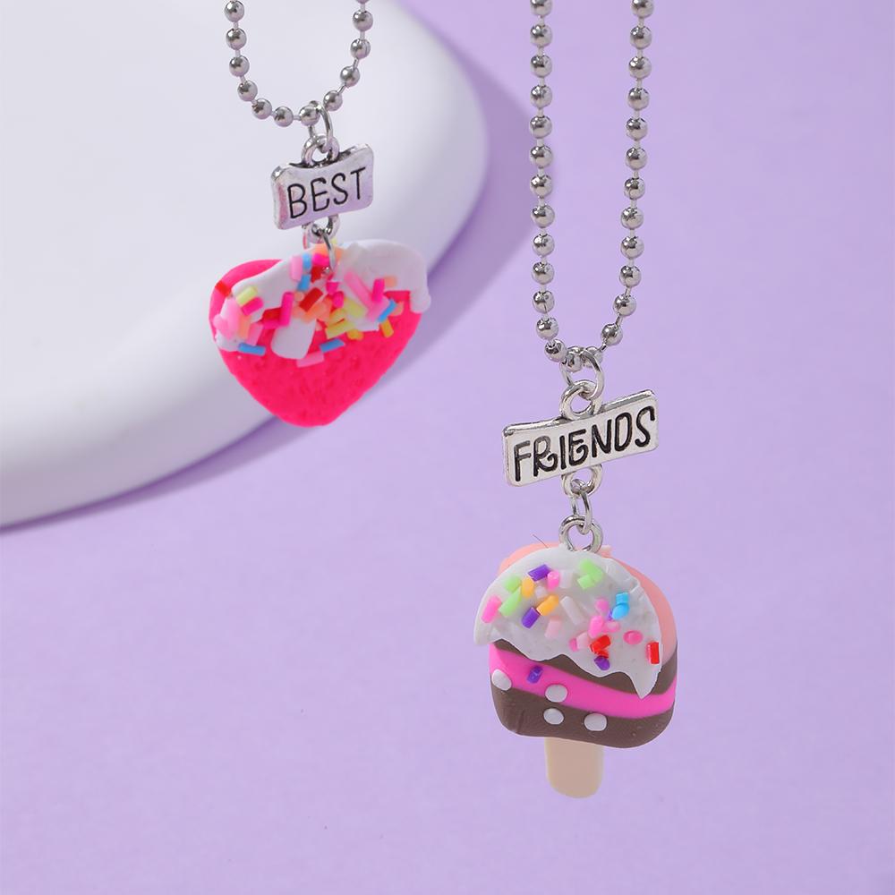 15 Stil Polymer Clay Anhänger Best Friends Halsketten Set BFF Fimo Regenbogen Lutscher Eiswaffeln Anhänger Perlen Kette Kinder Geschenk