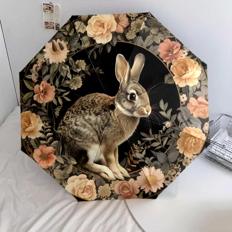 

Pig, Fox, Rabbit, and Alpaca pattern, automatic folding umbrella, portable and foldable design, 8 ribs, a Christmas or birthday gift.