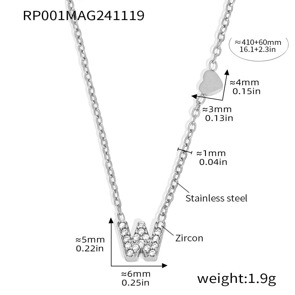Oumeika Titanium Steel Jewelry Set: 26 Zircon-Inlaid Letters, PVD Gold-Plated Necklace, Bracelet, Earrings, and Ring.