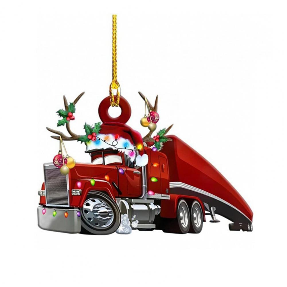 Christmas Vehicle Ornament Acrylic Truck Tractor Airplane Christmas Tree Ornament For Holiday Party Decoration Home Ornament