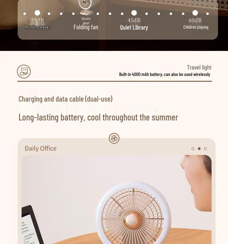 New Wall-Mounted Mini Portable Desk Fan with USB Charging, Strong Wind Power for Dorms and Homes