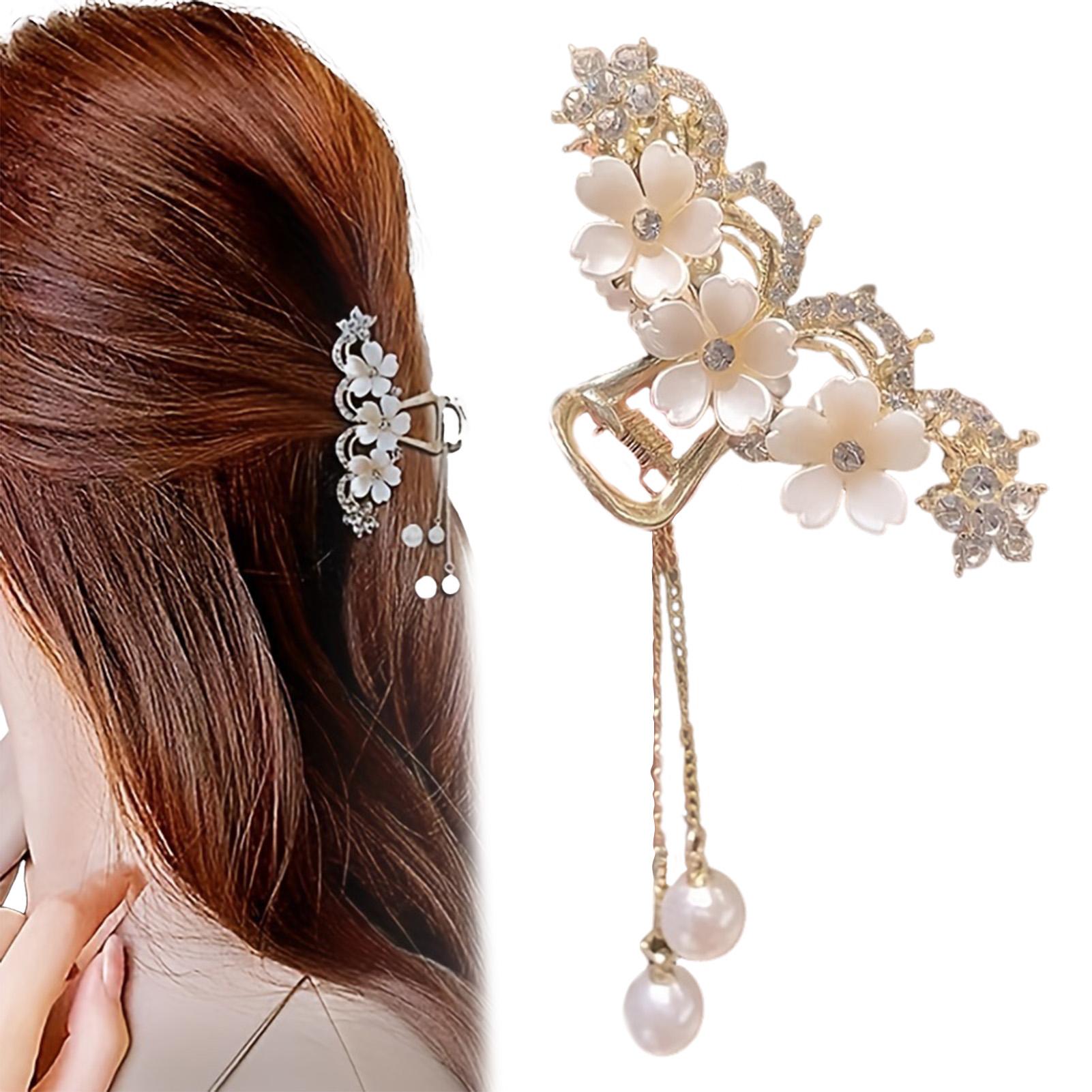 

Elegant Glitter Women s Hair Claws Light Luxury Rhinestone Flower Butterfly Hair Clip Half Zip Hairpin Jewelry Hair Accessories