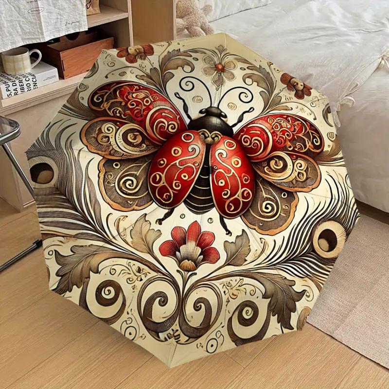 1pc Butterfly Flowers Automatic Open/Close Umbrella with Windproof, 8-Rib Sturdy Canopy, Durable Ribs, Fashionable Design1160A