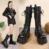 New Punk Style Thick Bottom Heightening Medium Tube Women's Boots Knight Boots Women