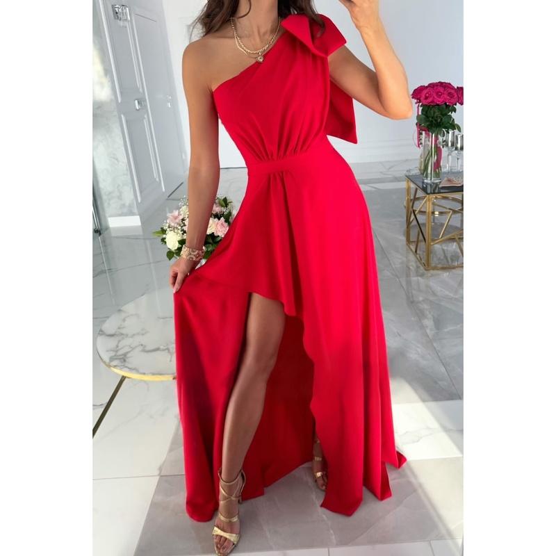 European Style Spring and Summer One Shoulder Maxi Dress INS Casual Women L