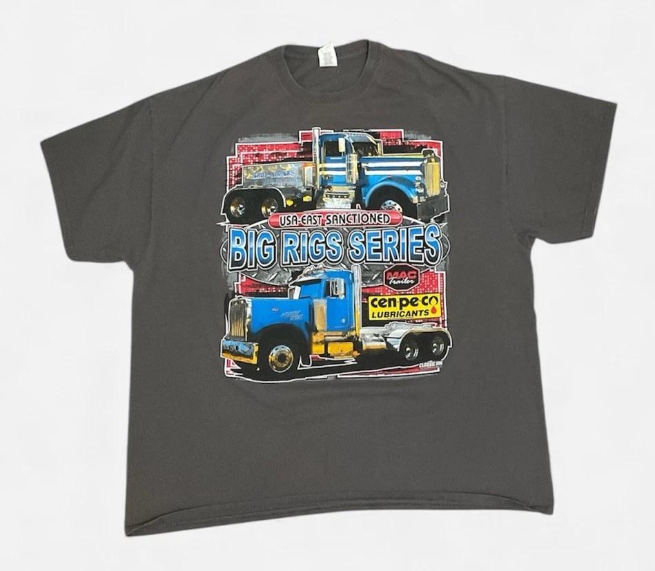 

Big Rig Trucks T-Shirt Gray Short Sleeve Vtg Crewneck Classic Ink Size 2XL 4XL