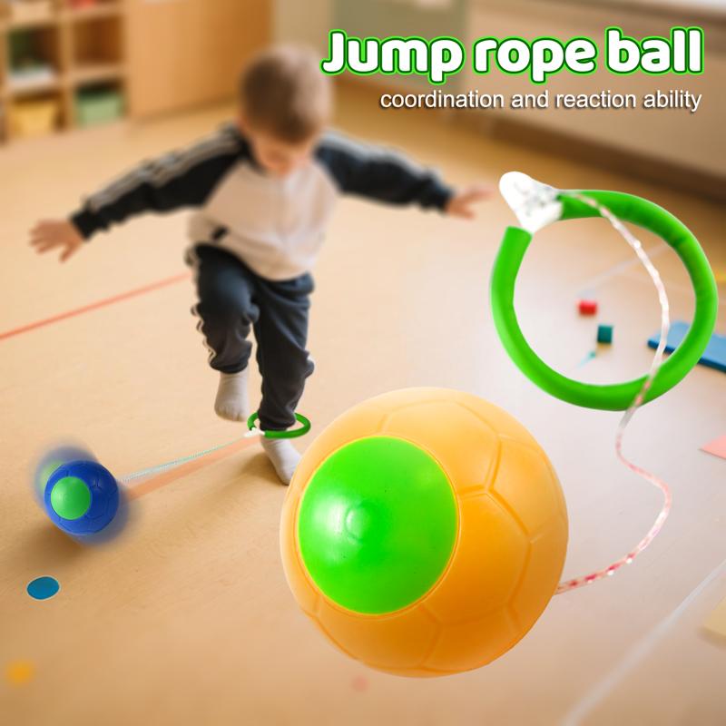 Skip Ball for Kids Adults Outdoor Toys Kindergarten Single Foot Hop Ball Coordination Training Elastic Bouncy Interactive Toys