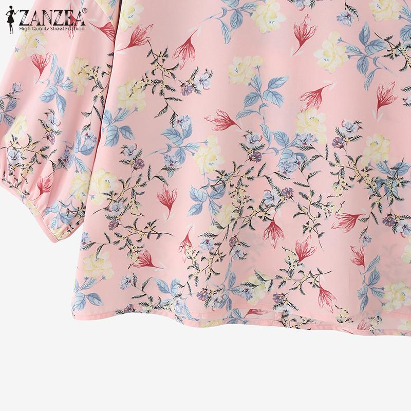 ZANZEA Blusa Estiva Casual da Donna a Girocollo a Maniche 3/4 Ampia con Stampa