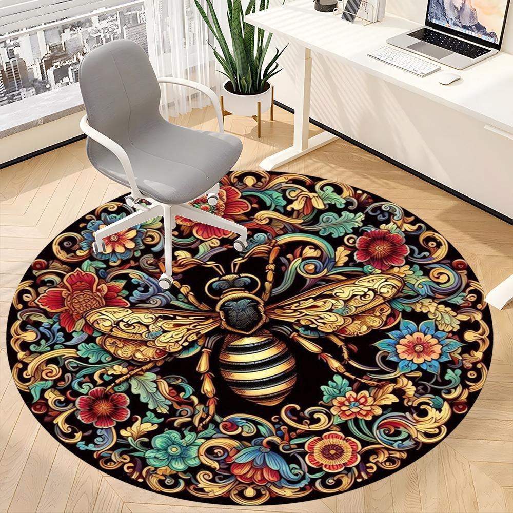 1PC Honeybee Mandala Chair Carpet for Office Non-Slip, Lightweight, Machine Washable Rug for Office, Sleeping, Room - Holiday Decoryy251009078