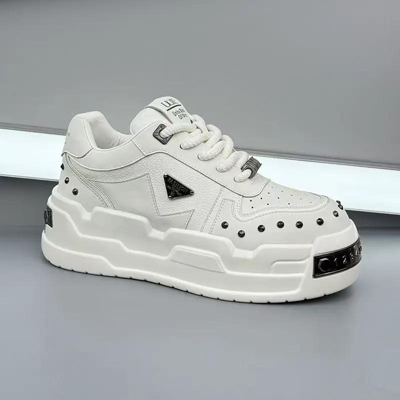 

New Men s Sneakers Platform Shoes Thick-soled Punk Shoes Fashionable Shoes Casual Sneakers Large Size 44 білий