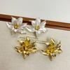 Drip Oil Flower Earrings Pleated Ear Accessories Fashion Flower Stud Earrings  Wedding