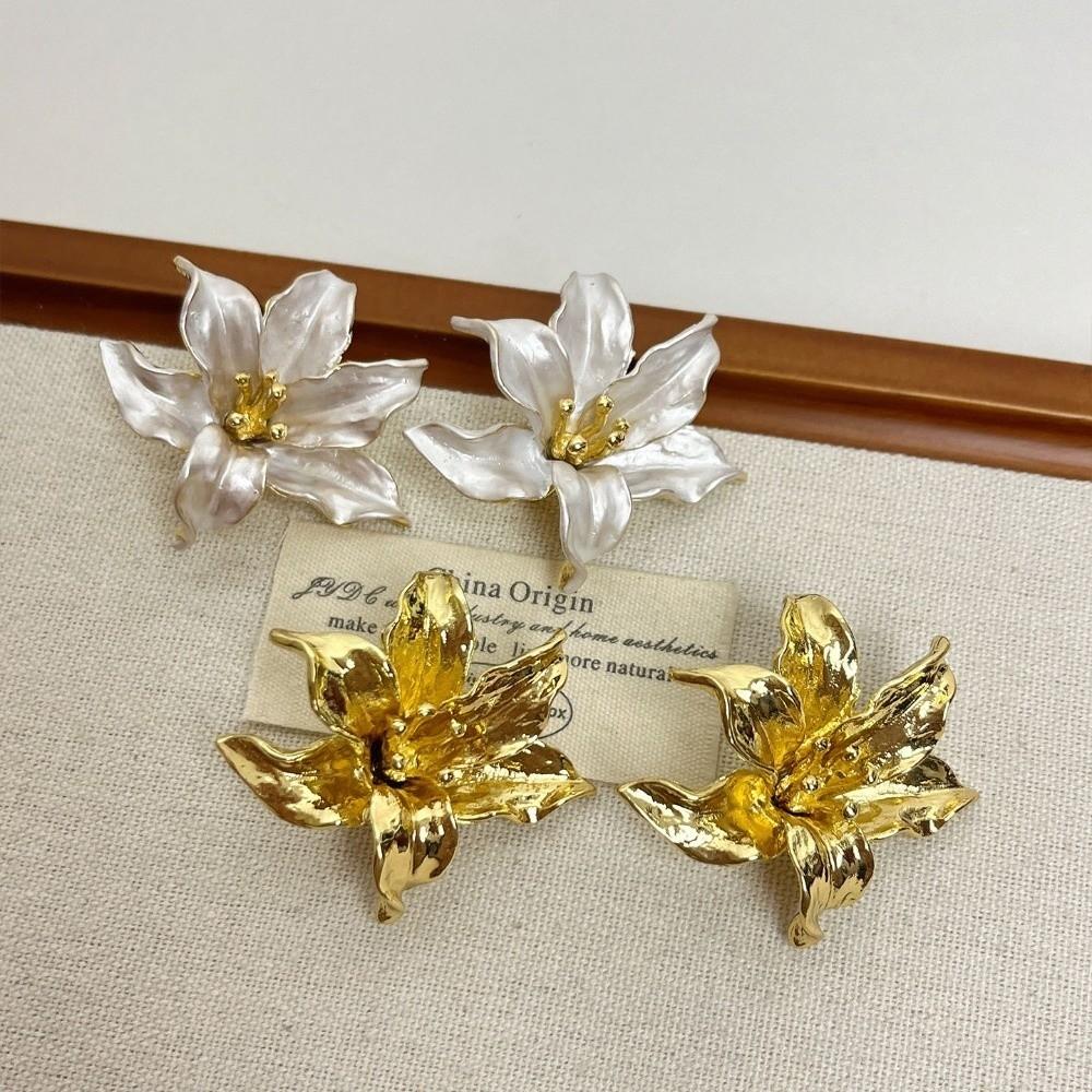 Drip Oil Flower Earrings Pleated Ear Accessories Fashion Flower Stud Earrings  Wedding