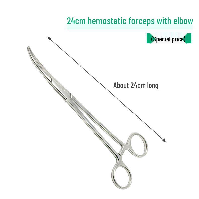 Large Stainless Steel Hemostatic Forceps: Pet Pliers, Needle Holder, Tweezers, Surgical Vessel Clamps - Straight & Curved Tips.