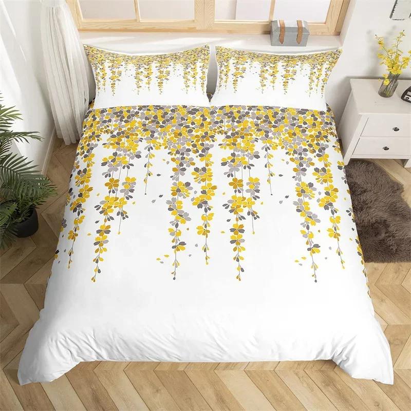 

Comforter Floral King Queen Exotic Flowers Bedding Set Romantic Theme Comforter Microfiber Plants Leaves Comforter (quilt)-EU Single(135*200cm)3pcs