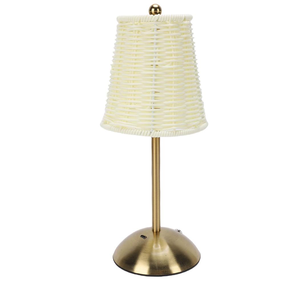 Vintage Rattan Table Lamp LED Dimmable 3 Color Temperatures Rechargeable Cordless Bedside Lamp for Bedroom Living Room