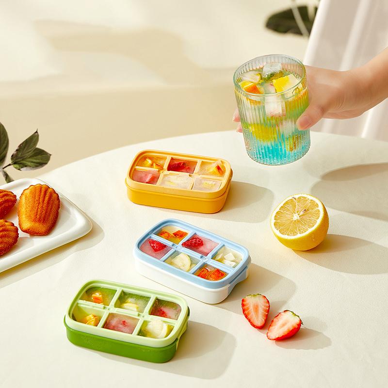 6 Grids Ice Cube Tray with Lid Mini Ice Cube Mold Easy-Release Ice Mould with Removeable Lid Ice Making Mold DIY Ice Cube Tray