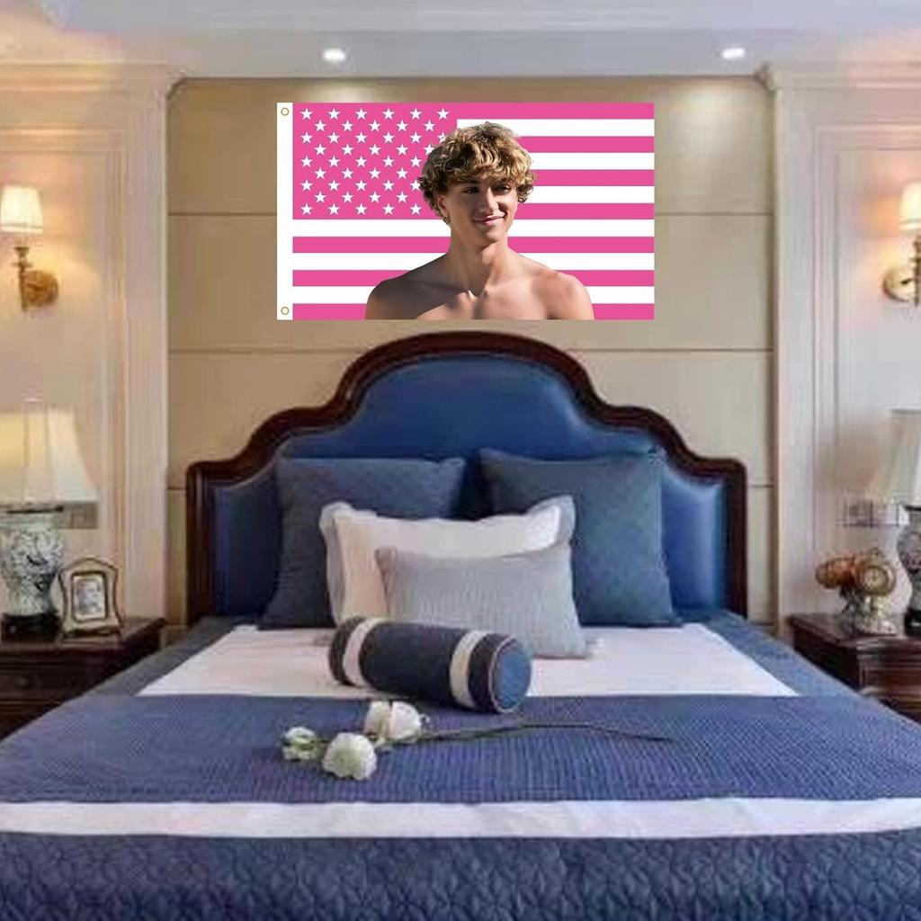 WENWELL Interesting Jeremiah N Flag Tapestry, Pink Fisher Wall Art Poster Fans Gift Merch, 3x5 Feet, Polyester with Brass Grommets